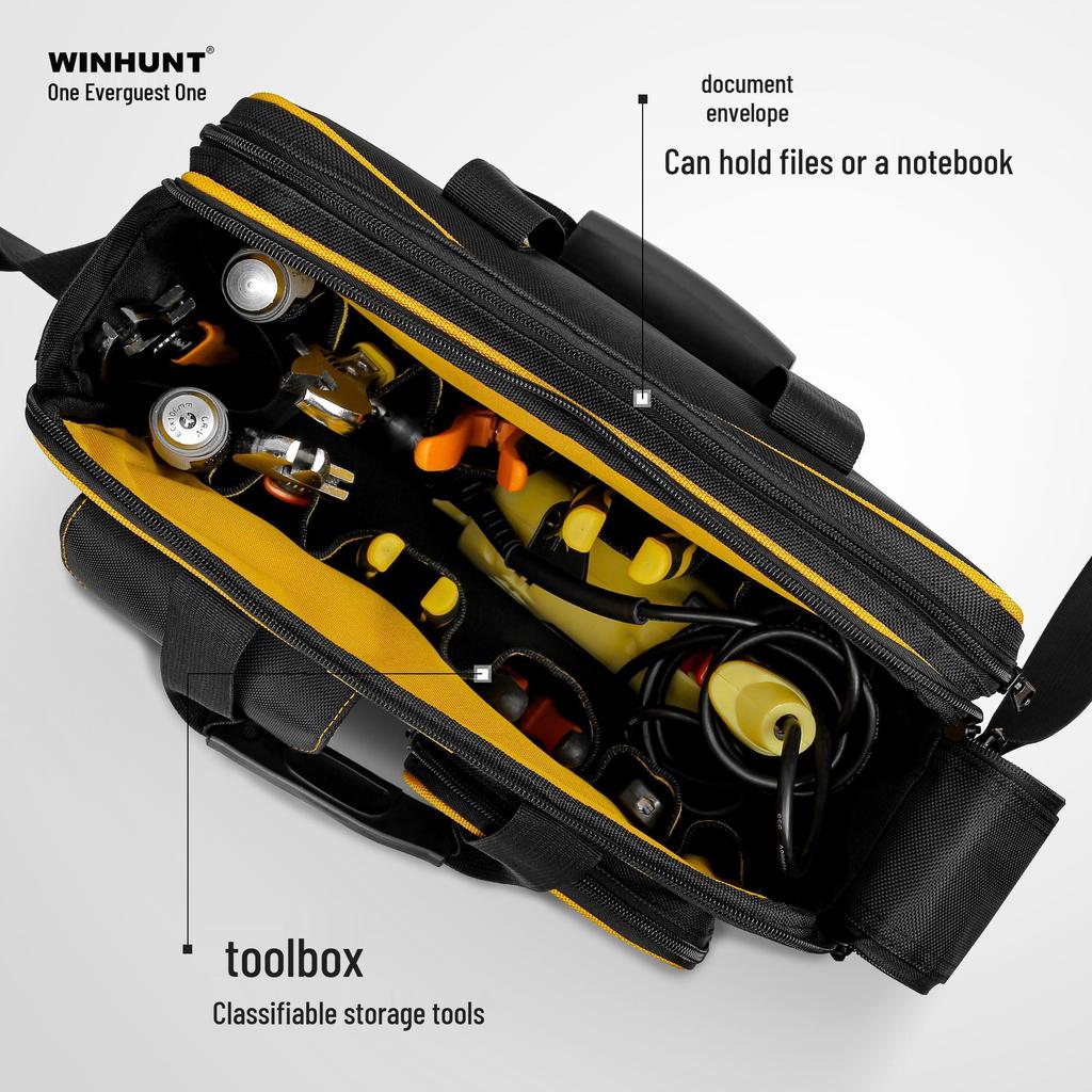 Large Portable Electrician Tool Bag - Thick, Multifunctional Canvas Storage