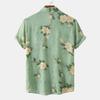 Men Summer Hawaiian Shirt Floral Leaves Print Streetwear Chic Single Breasted Thin Shirt
