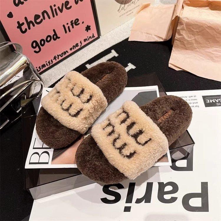 European products in the autumn and winter of 2025, new alphabet lamb wool shoes, slippers, sandals, platform shoes, women's shoes