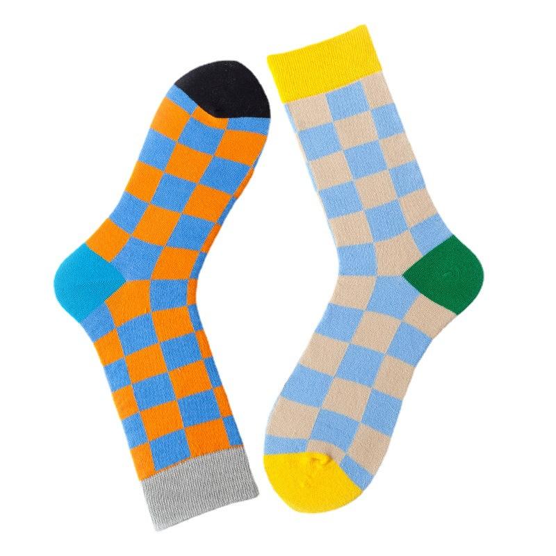 Cotton Socks Children, Checkered Zhuji Adult Trendy Socks Men'S Medium Tube Socks