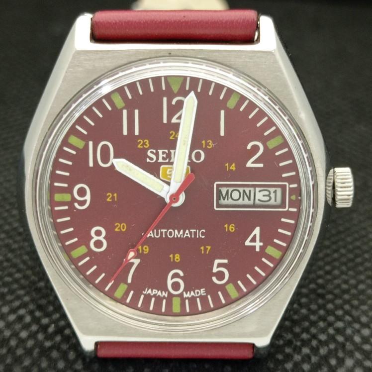USED VINTAGE SEIKO 5 AUTOMATIC 6309A JAPAN MENS D/D RED WATCH 621b-a413509-2 SKU621b-a413509