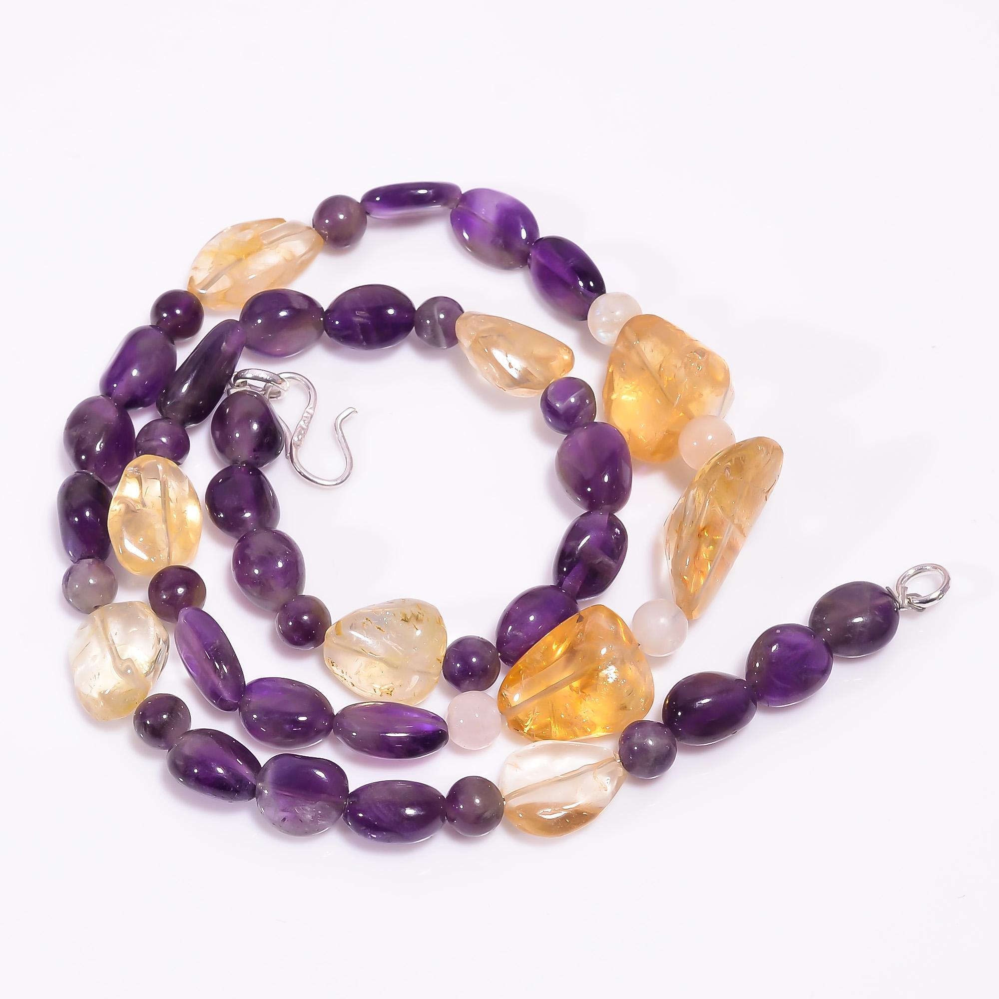 

Натуральный аметист цитрин розовый кварц драгоценный камень бусы ожерелье 5-20 мм 18 UB-8043 UB-8043