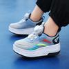Boys /Youth Roller Skates Shoes Removable Flat Shoes Tow Wheels Girls Roller Skates Sneakers for Kids