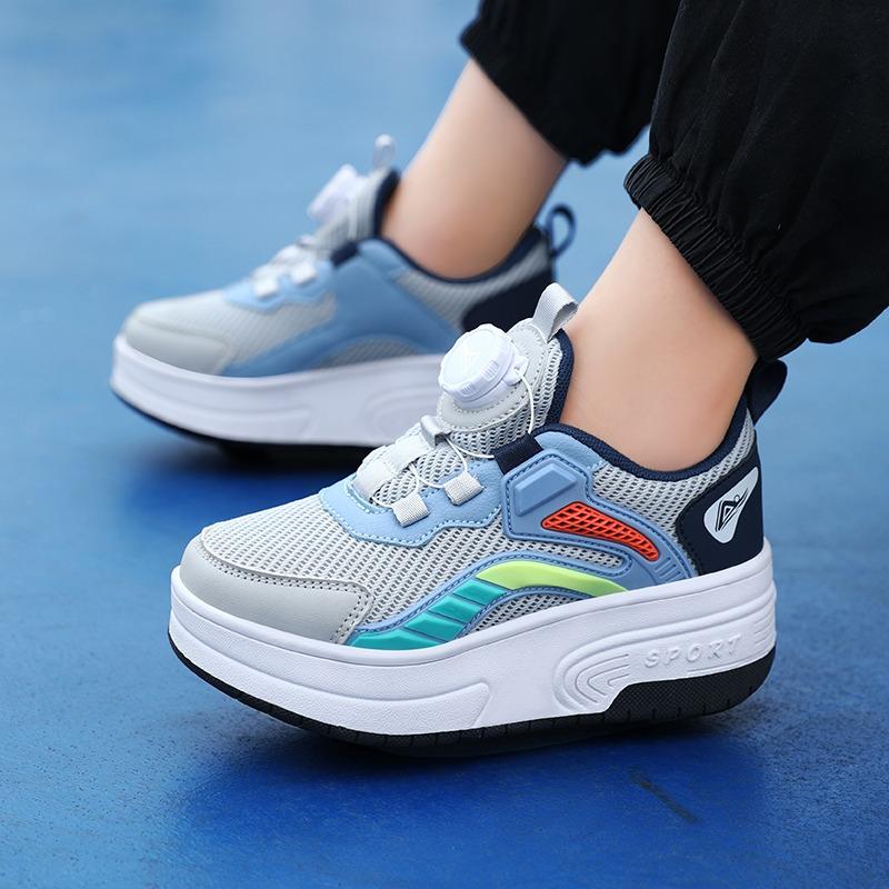 Boys /Youth Roller Skates Shoes Removable Flat Shoes Tow Wheels Girls Roller Skates Sneakers for Kids