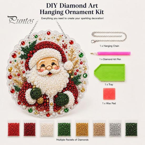 Kristalltextur Ornamente Weihnachten DIY Falsche Diamantmalerei Hängend, Weihnachtsmannkranz Acryl Anhänger, Perlen Kreative Fensterdekorationen Perlen Handwerk