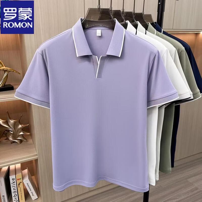 

ROMON Men s Summer Short Sleeve Polo Shirt M