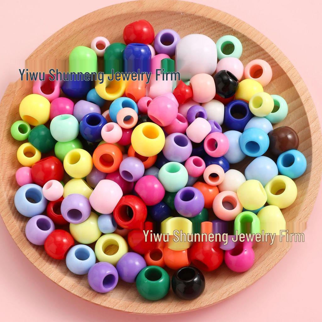 Acrylic Macaron Large Hole Round Beads for DIY Children's Bracelets and Jewelry Making