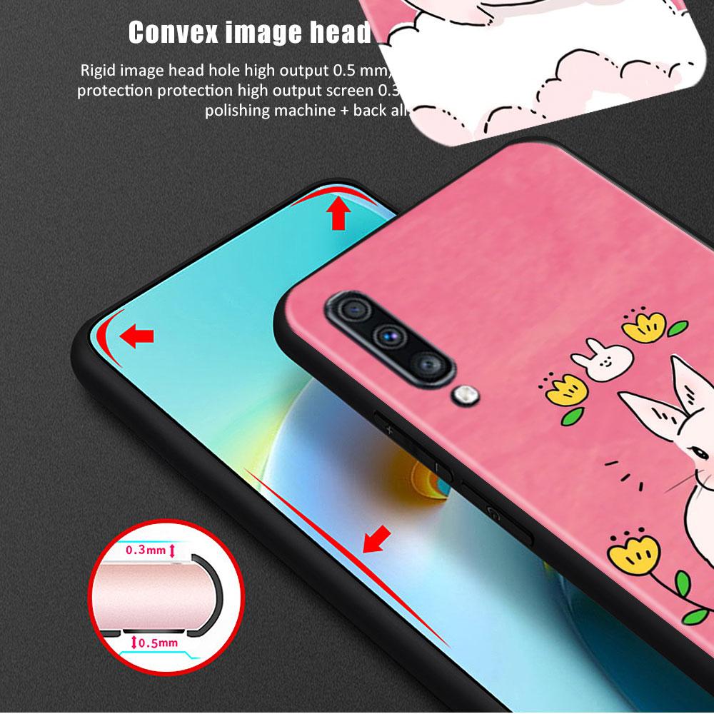 Pouzdro Flower Love Pink roztomilý králík pro Samsung Galaxy A70 A70s A50 A30s A04s A20s A20e A02 A02s A03 A04 A03s M52 A42 M31 kryt