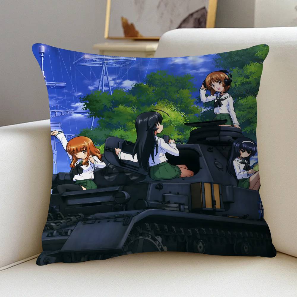 Anime G-GIRLS Und PANZER Cushion Cover Car Throw Pillow Case For Sofa Car Christmas Gift 40x40cm 45x45cm