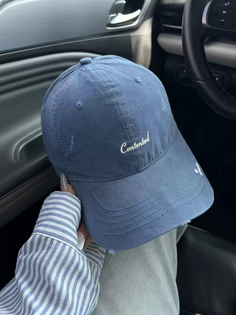 Four Seasons Hat Niche Letter Embroidery Baseball Cap Men's and Women's Big Head Circumference Soft Top Skinny Age Reducing Versatile Cap