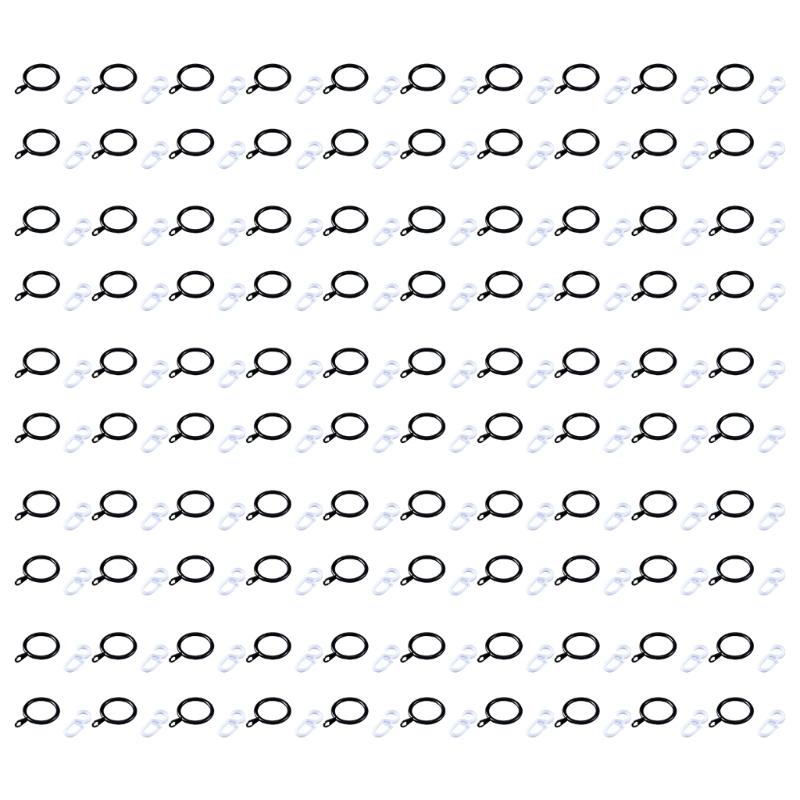 Pack Of 100 Curtain Rings with Clip 30mm Inner Diameter Plastic Hooks For Poles And Rod Drapery And Shower Hanging