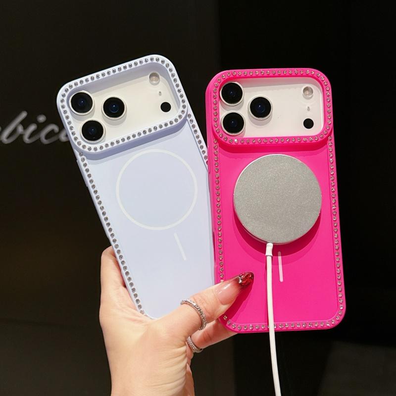 Luxus Glitzer Diamant Rahmen für Magsafe Magnetische Hülle für iPhone 17 Air 16 15 14 Plus 13 12 11 Pro Max Klare Hard Candy Hülle