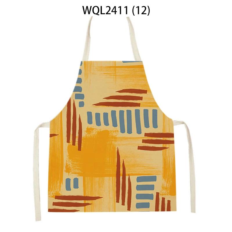 Geometry Stripe Triangles Pattern Kitchen Apron for Women Linen Bibs House Cleaning Pinafore Home Cooking Apron Accessories