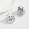 2Pcs/Set Luxury Geometric Adjustable Open Rings For Women Vintage Irregular Square Chunky Knuckle Ring Wedding Jewelry