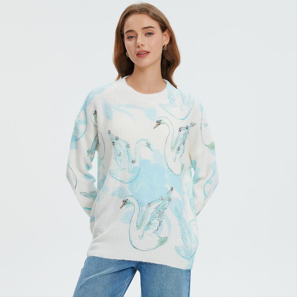 DIMANAF 2025 Women Colorful Sweaters Knitting Basic Fashion O-Neck Style Loose Pullover Sweater