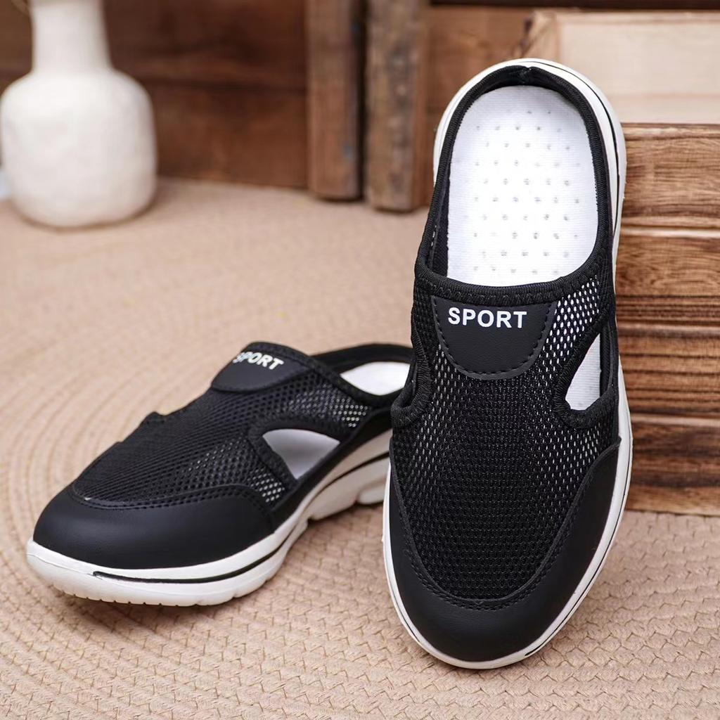 Fashion New plus size Women's Slippers Casual Baotou Half slippers Summer Comfort mesh shoes Female Hollow out breathable Shoes Zapatos