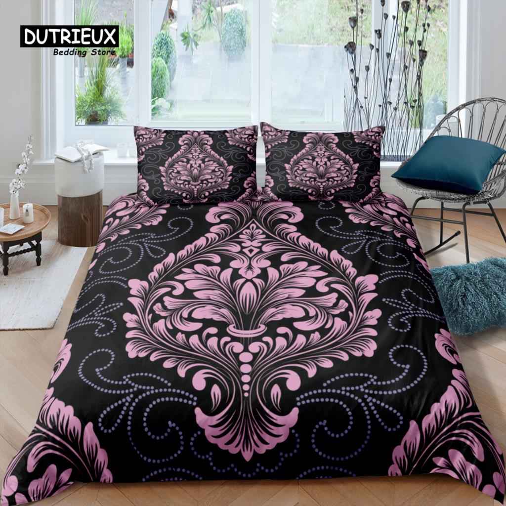 Home Living Luxury 3D Damask Bedding Set Boho Duvet Cover Set Pillowcase Kids Bedding Set Queen And King Eu/Us/Au/Uk Size
