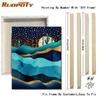 Ruopoty DIY frame paint by digital abstract acrylic on canvas wall art picture by digital mountain and sea landscape living room