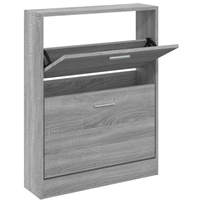 VidaXL Shoe Cabinet Sonoma Grey 59x17x81 Cm Engineered Wood 342540