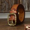 Bold and Thickened Retro Copper Buckle Belt Men's High-end First Layer Cowhide Genuine Leather Belt