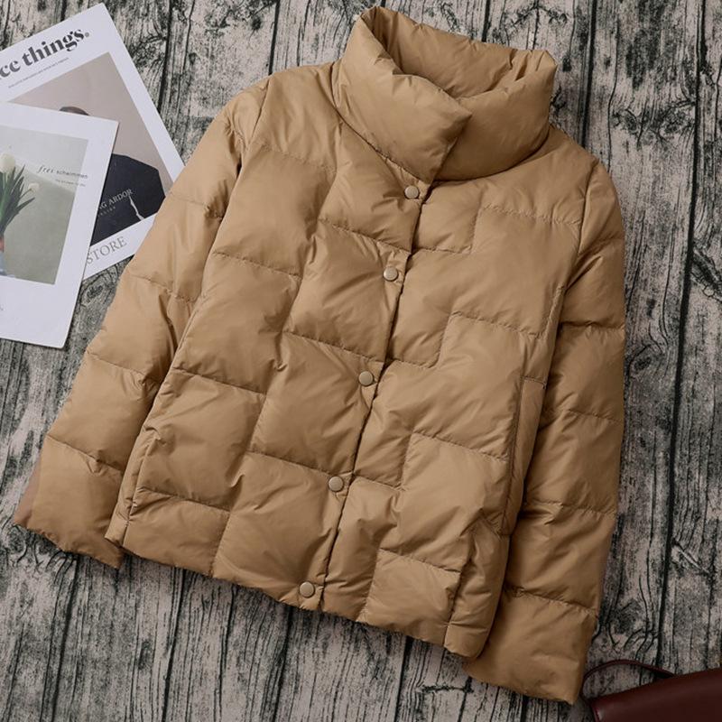 Women's 2024 Korean Style Slim-fit Lightweight Down Jacket with Stand-up Collar and Wave Pattern