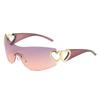 Y2K Rimless Sunglasses Women Hollow Out One-Piece Love Heart Shape INS Fashion UV400 Eyewear