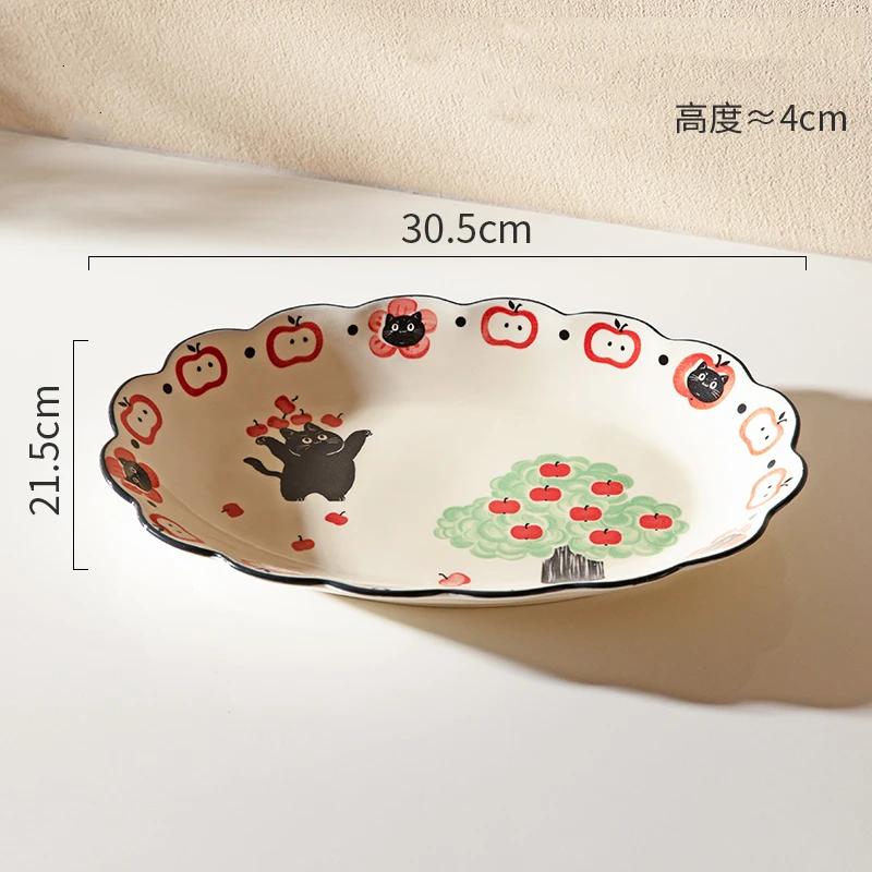 Cute Cartoon Ceramic Plate Creative Cat Fruits Salad Plates Exquisite Party Afternoon Tea Home Tableware Restaurant Ramen Bowls