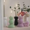 Geometric Cylindrical Semi-circular Candle Holder Mold DIY Crystal Dropper Plaster Ornament Candle Holder Mold Candle Base Mold