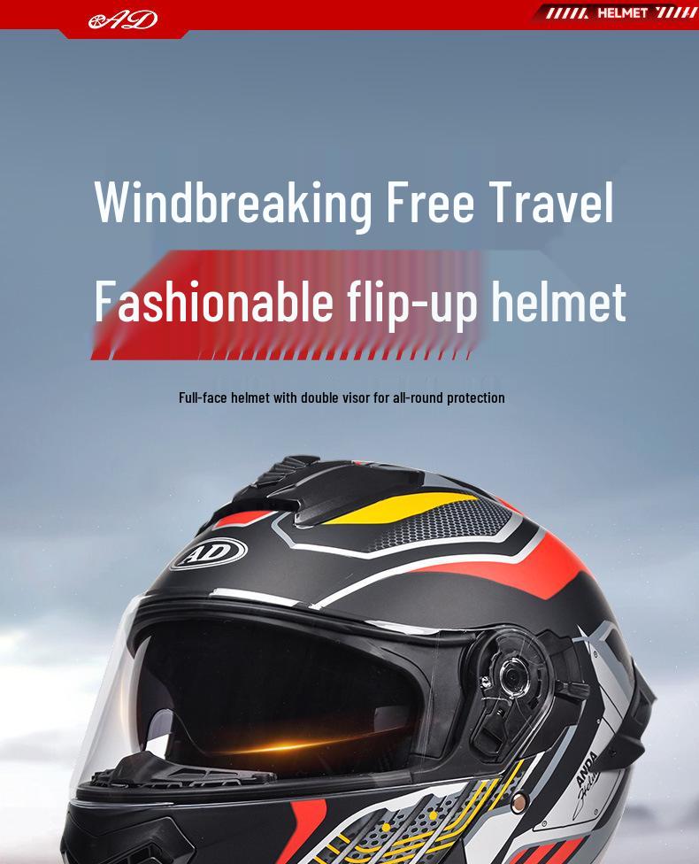 AD Winter 3C Certified Flip-Up Full Face Electric Motorcycle Helmet for Men & Women - All-Season Safety Gear