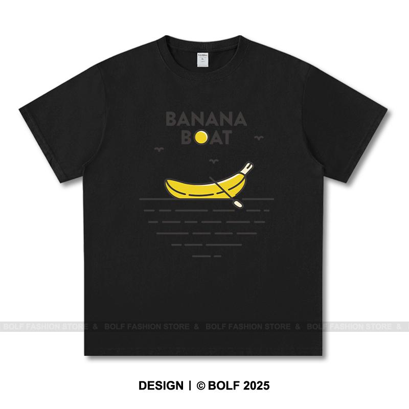 Women's Banana Boat Printed T-Shirt 100% Cotton Oversized Tropical Graphic Tees for Men Summer Tops Vacation Streetwear