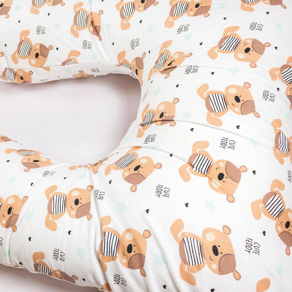 U-shaped Pregnancy Pillow for Side Sleeping and Breastfeeding - Bear