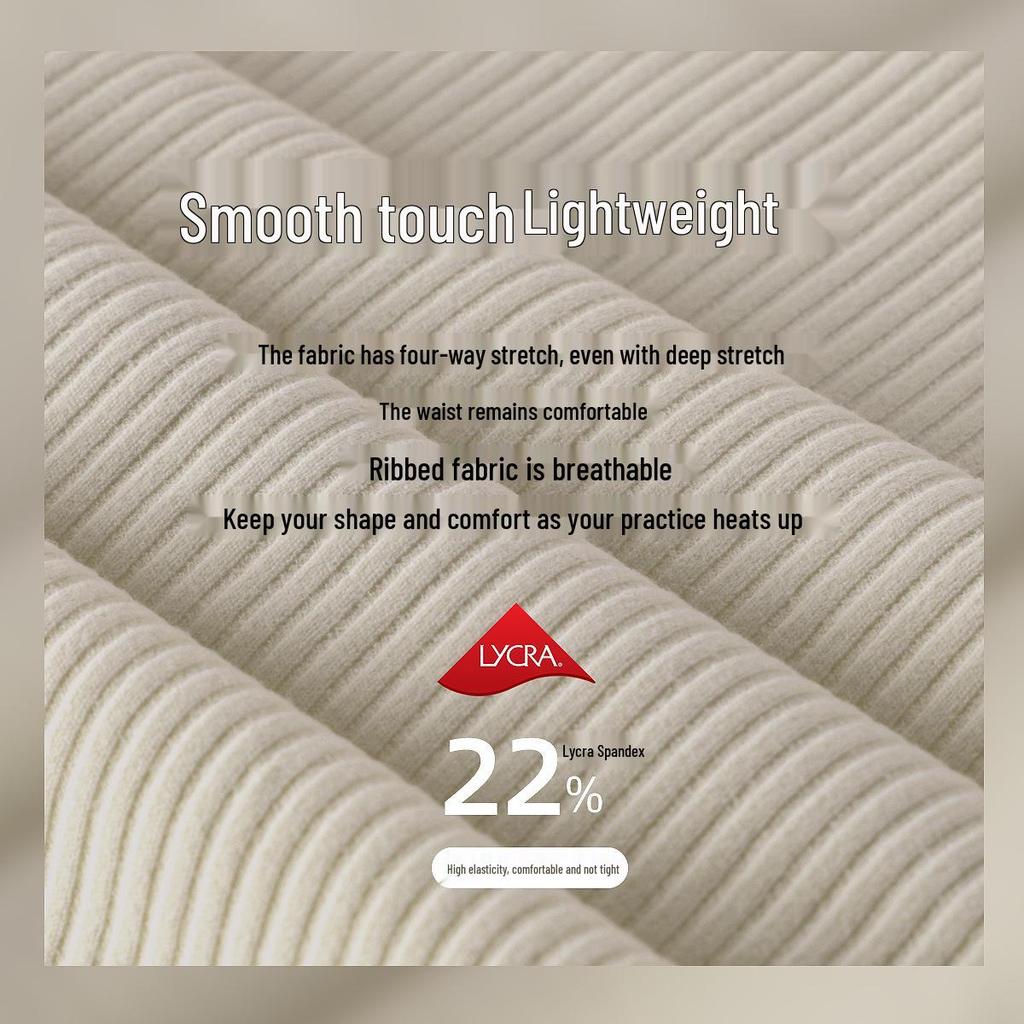 Women's Ribbed 24" Yoga Pants, Hip Lift, Breathable, Quick-Dry Sports Leggings, Tummy Control