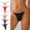 Zeriluna Rhinestone Thong Panties with Narrow Edge Trim and Rhinestone Embellishments, Low-Waist Underwear