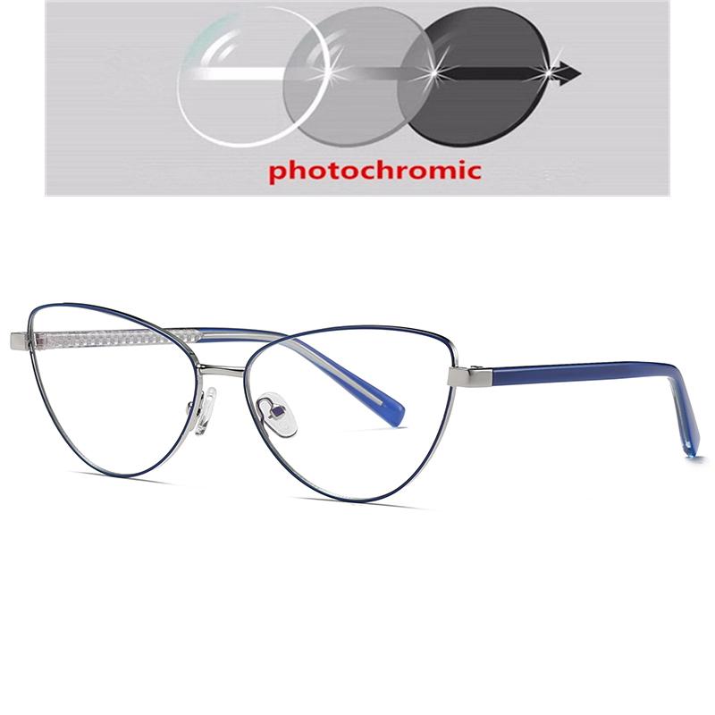 0 -0.5 -0.75 To -6.0 Blue Light Blocking Cat Eye Nearsighted Glasses For Women Metal Shortsighted Prescription Glasses Women