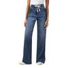 Women's Wide Leg Jeans High Waisted Stretchy Straight Leg Baggy Drawstring  Denim Pants