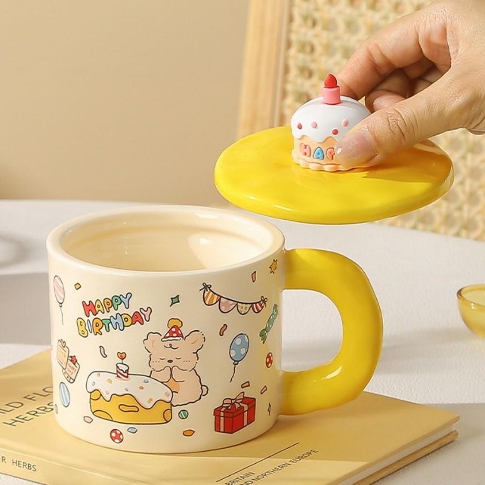 Cartoon Animal Cartoon Ceramic Mug Cup Dog/Rabbit/Panda Tea Cup Happy Birthday Mug Home