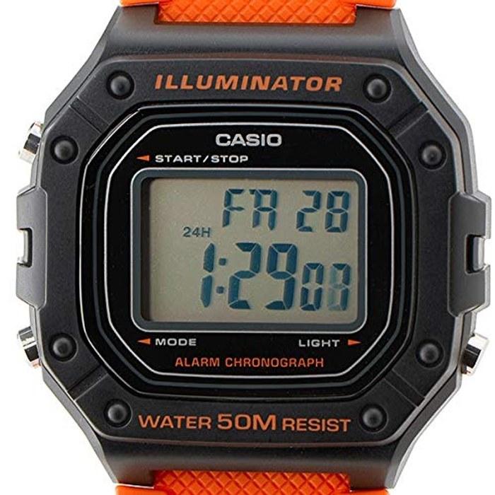 [Casio] STANDARD DIGITAL W-218H-4B2 Watch, Black/Orange