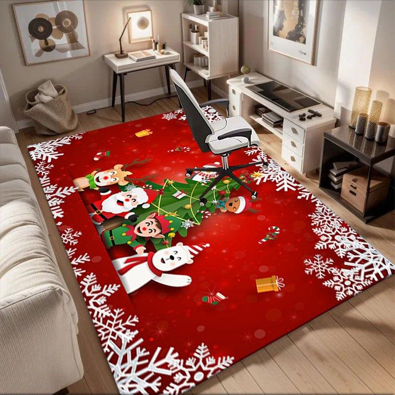 

Christmas Decoration Kids Cartoon Santa Claus Tree Gift Box Snowflake Wall StickerOffice Mat Perfect for Home Decor Office Desk Chair Rugs C 60cm by 90cm