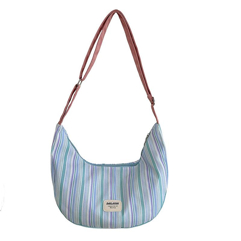 

Chic Colorful Stripe Shoulder Bag For Daily Use With Stylish Lightweight Design синій