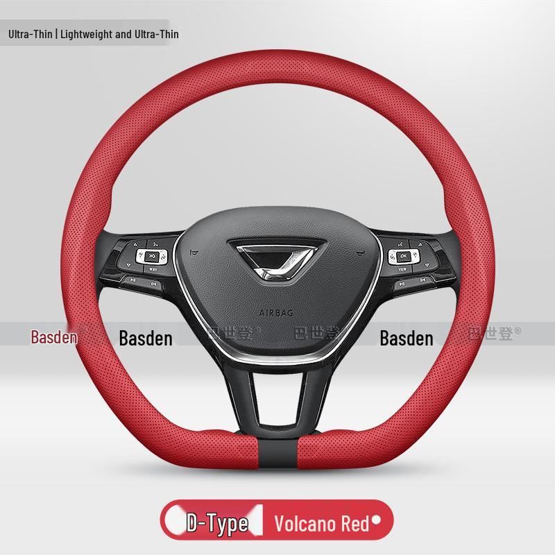 Genuine Leather Ultra-thin Anti-slip Steering Wheel Cover for New Jetta VS5/VA3/VS7/VA7/VS8