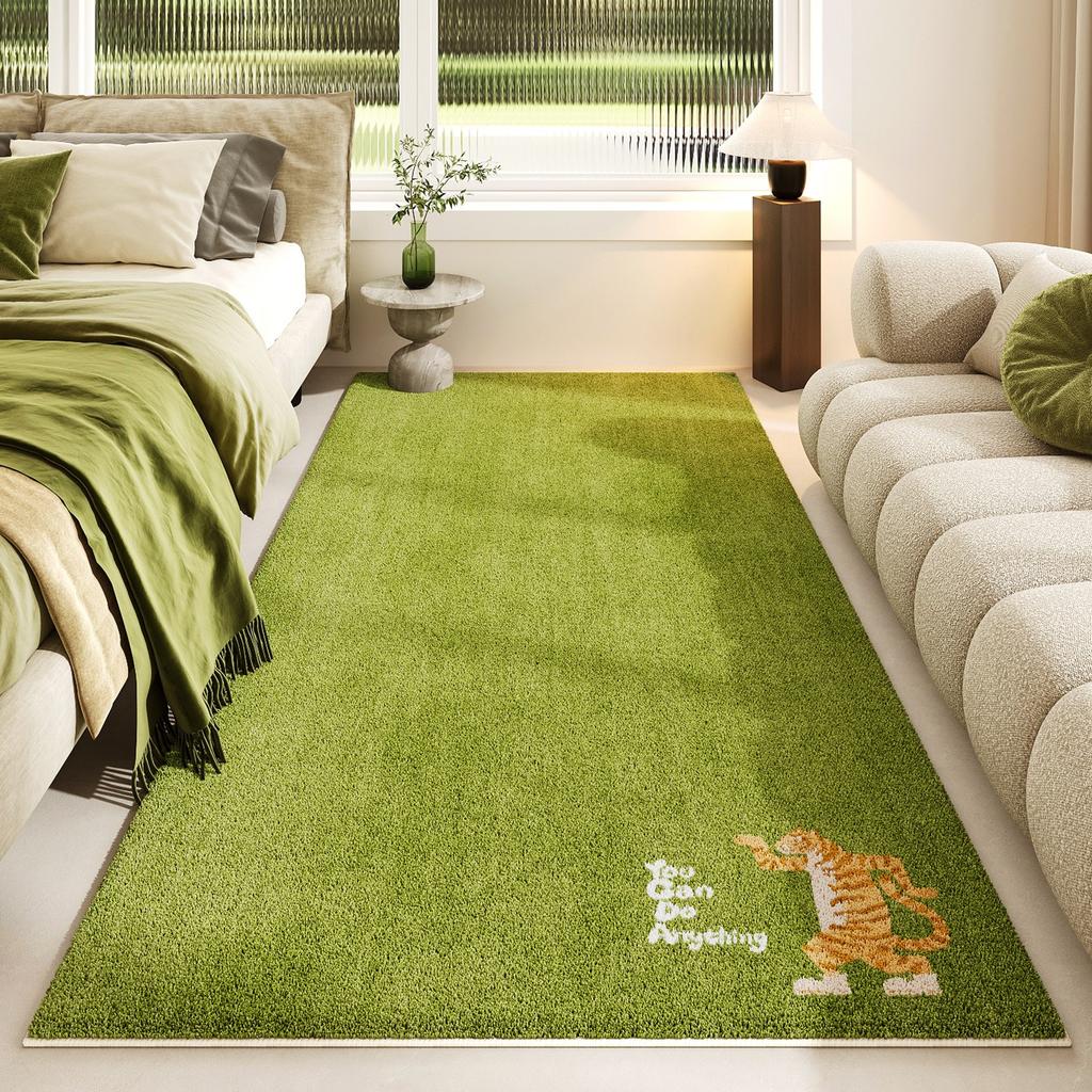 Carpet for Bedroom Non-slip Soft Dirt-resistant Bedside Floor Mat Green Lamb Pattern Rug Long Size Room Layout Decoration Mats