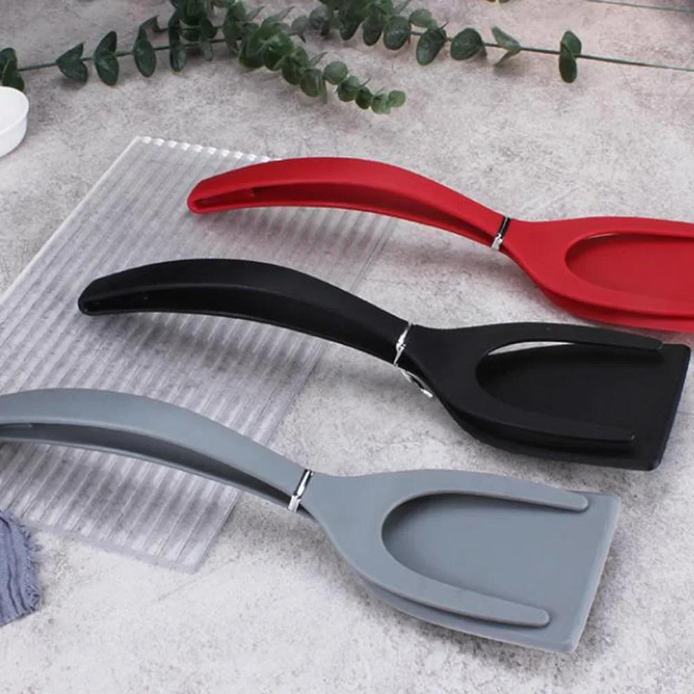 2 In 1 Fried Egg/Steak Nylon Grip Flip Tongs 1Pcs Cooking Spatula Tongs Bread Shovel Clamp Practical Kitchen Tool Accessory