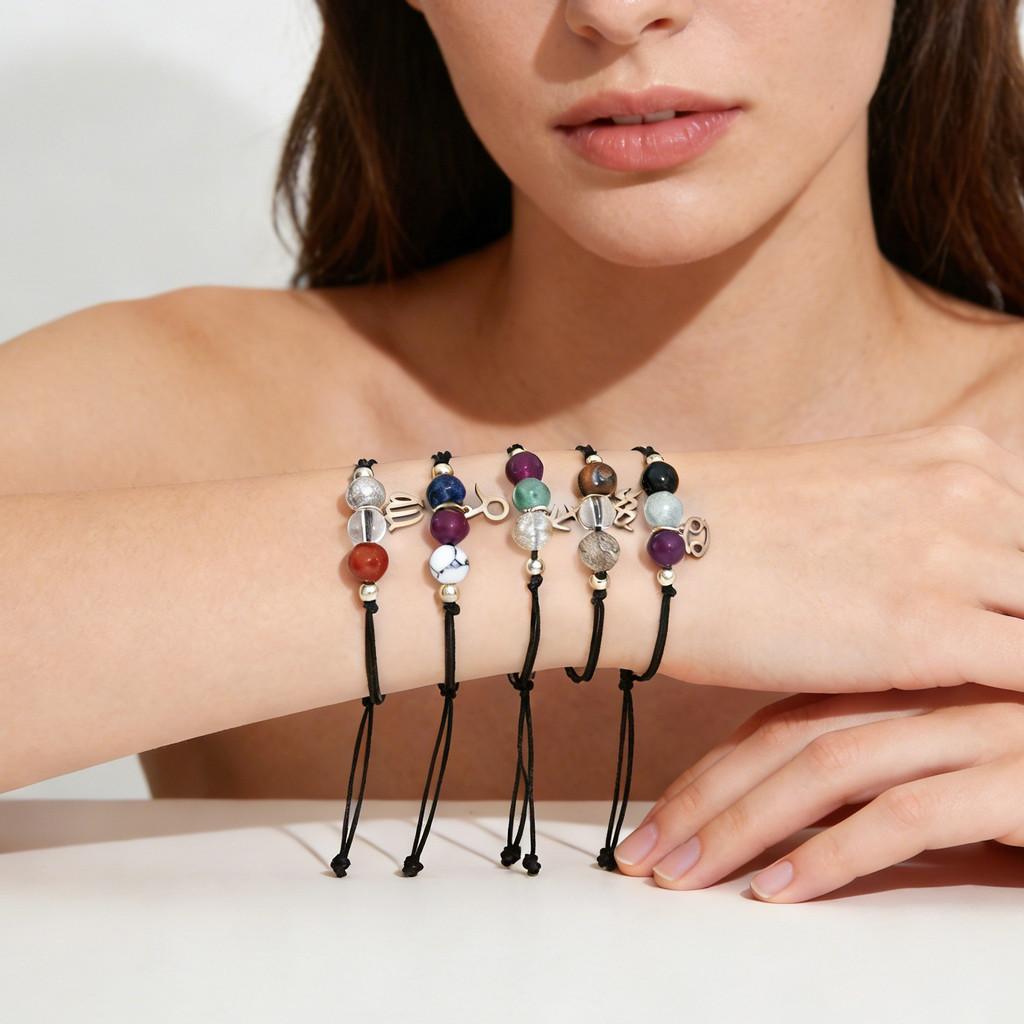 Astrology Gemstone Wristband Unique Water Crystal Constellation Handcrafted Unisex Accessory