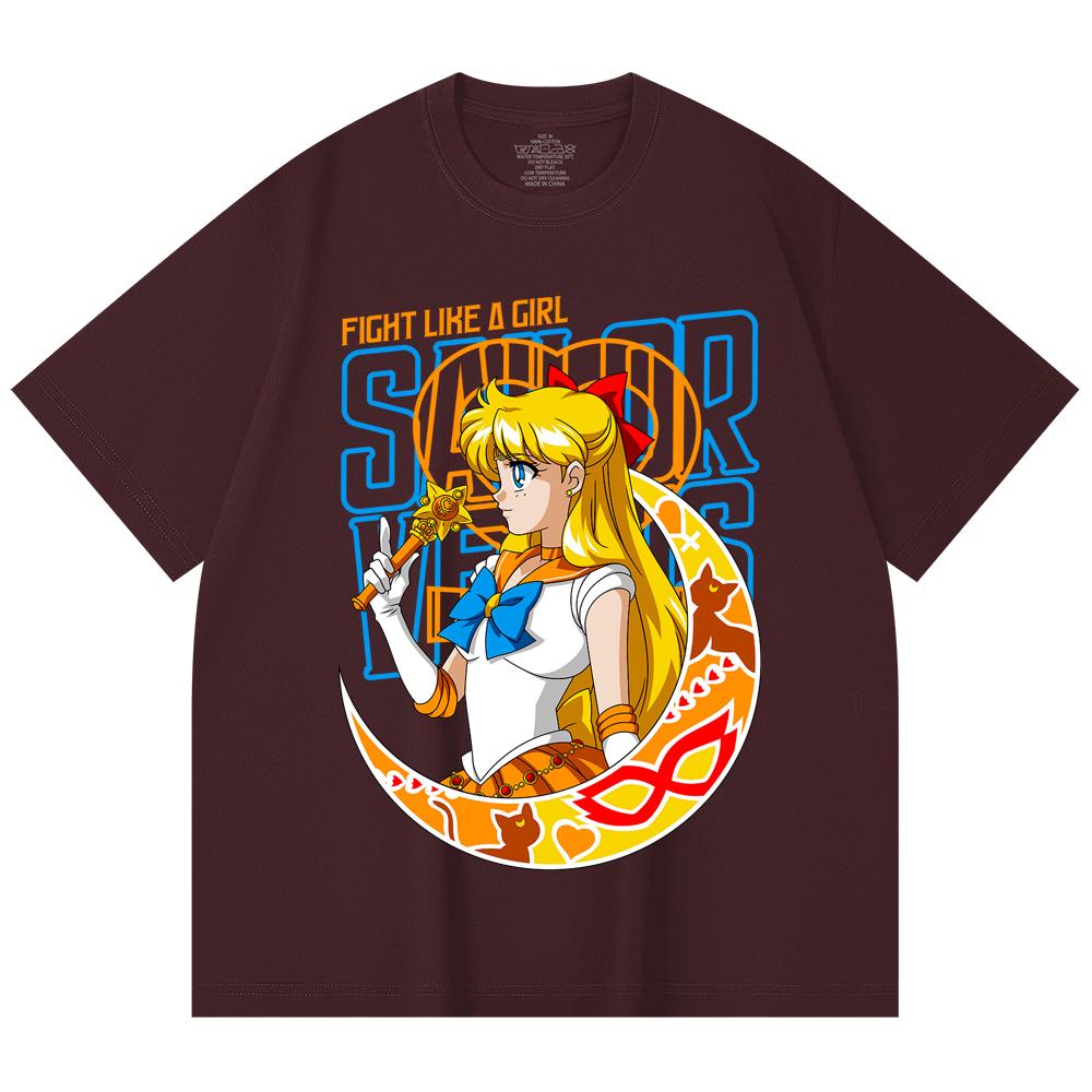

230 Gsm 100% Cotton Sailor Moon V5 Venus Print Unisex Heavy Cotton T Shirt 2XL