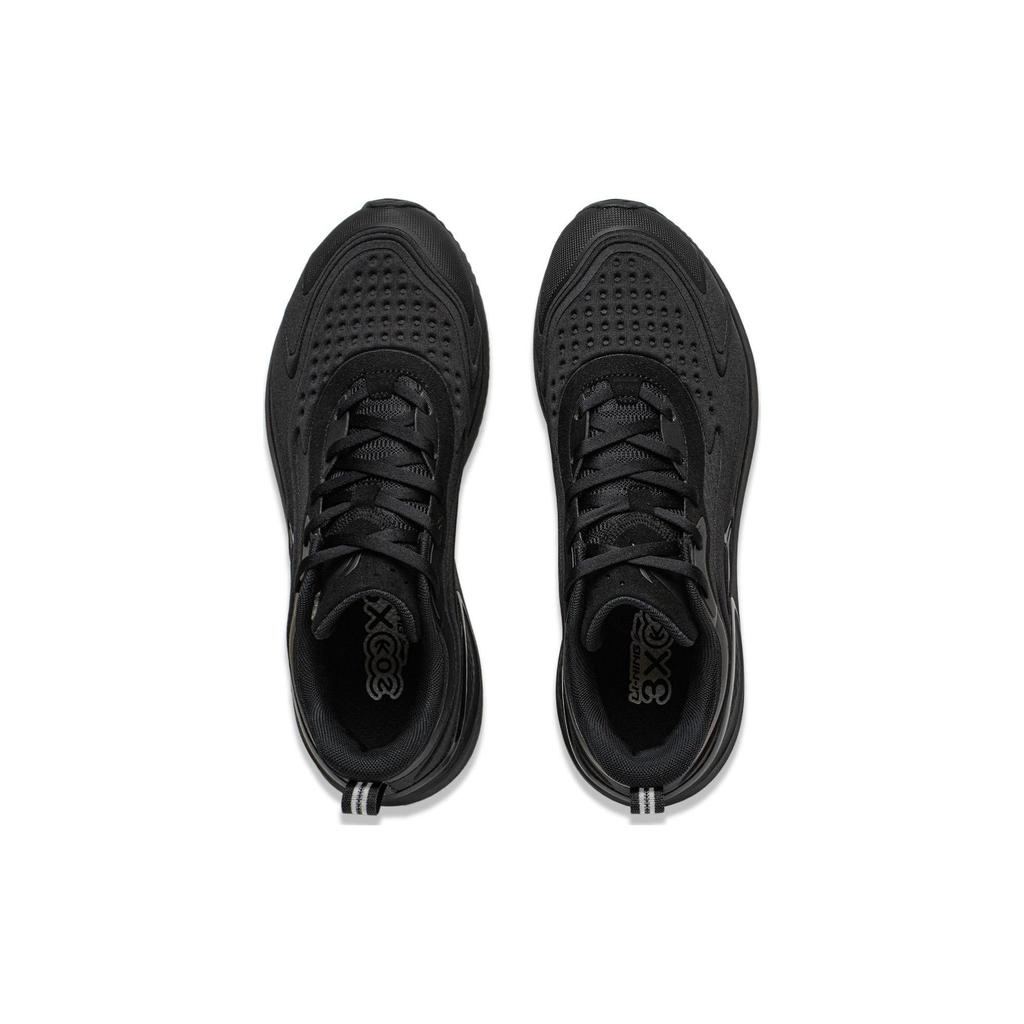 Li Ning Cushioning Slip Resistant Abrasion Resistant Breathable Low top Running Shoes Men's Black ARST041-1