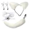 VaHppy SM BDSM Sex Toy Sets Role-playing Fox 5pcs/lot Plush Anal Plug Tail Bell Collar Mouth Plugs White/Black/Pink Couple Games