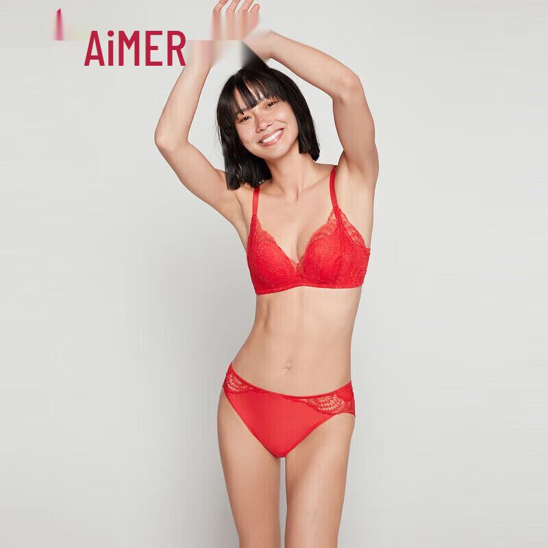 Aimer AM226941 Festive Red Lace Mid-Waist Briefs