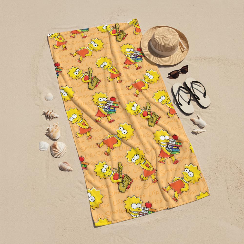 Cartoon character Simpsons Microfiber Quick Dry Beach Towel Cute Cartoon Anime Absorbent Soft Bath Towel for Travel Adult Kids