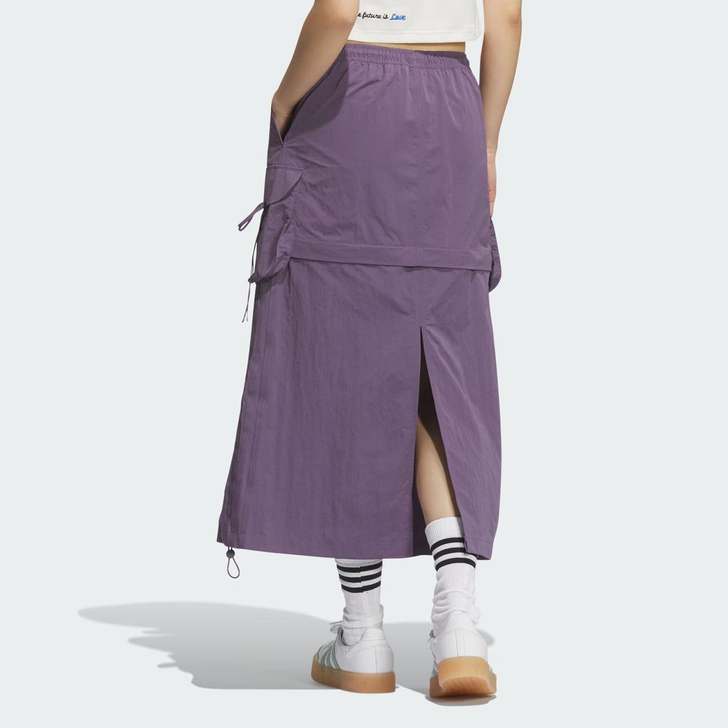 Adidas Originals Cargo Fashion Simple Loose Lace-Up Multi-Pocket Work Skirt Women skirts Dark-Violet KB8963