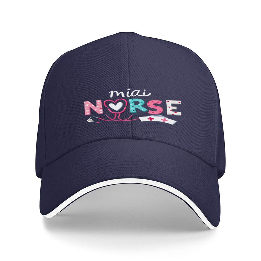 Mini Nurse Stethoscope Heart Print Baseball Cap Polyester Casual Travel Adjustable Cap